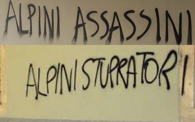 SCRITTE A TRENTO CONTRO GLI ALPINI. PRESIDENTE VENETO: “ATTO SPREGEVOLE”