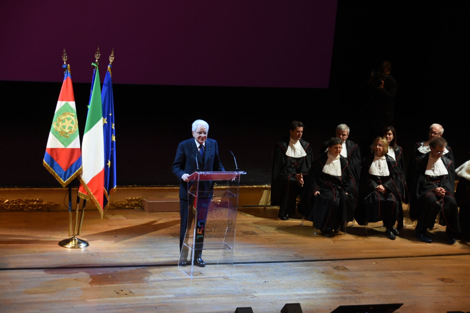 Il presidente della Repubblica Mattarella a Venezia per l'inaugurazione del 150° anno accademico di Ca' Foscari
